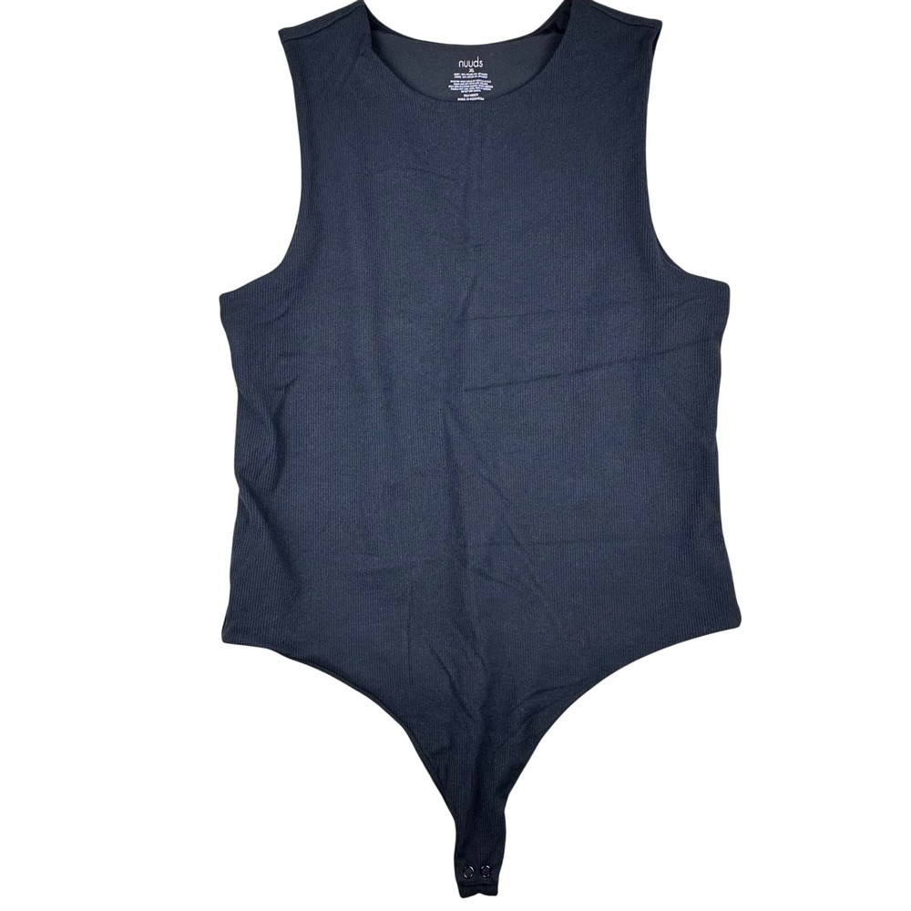 nuuds Ribbed High Neck Sleeveless Bodysuit Black‎ XL Basics